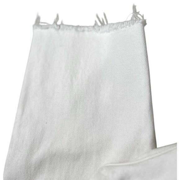 ZARA Womens High Rise Straight Leg Button Fly Jeans Off White Size 4 US Raw Hem - Picture 5 of 7